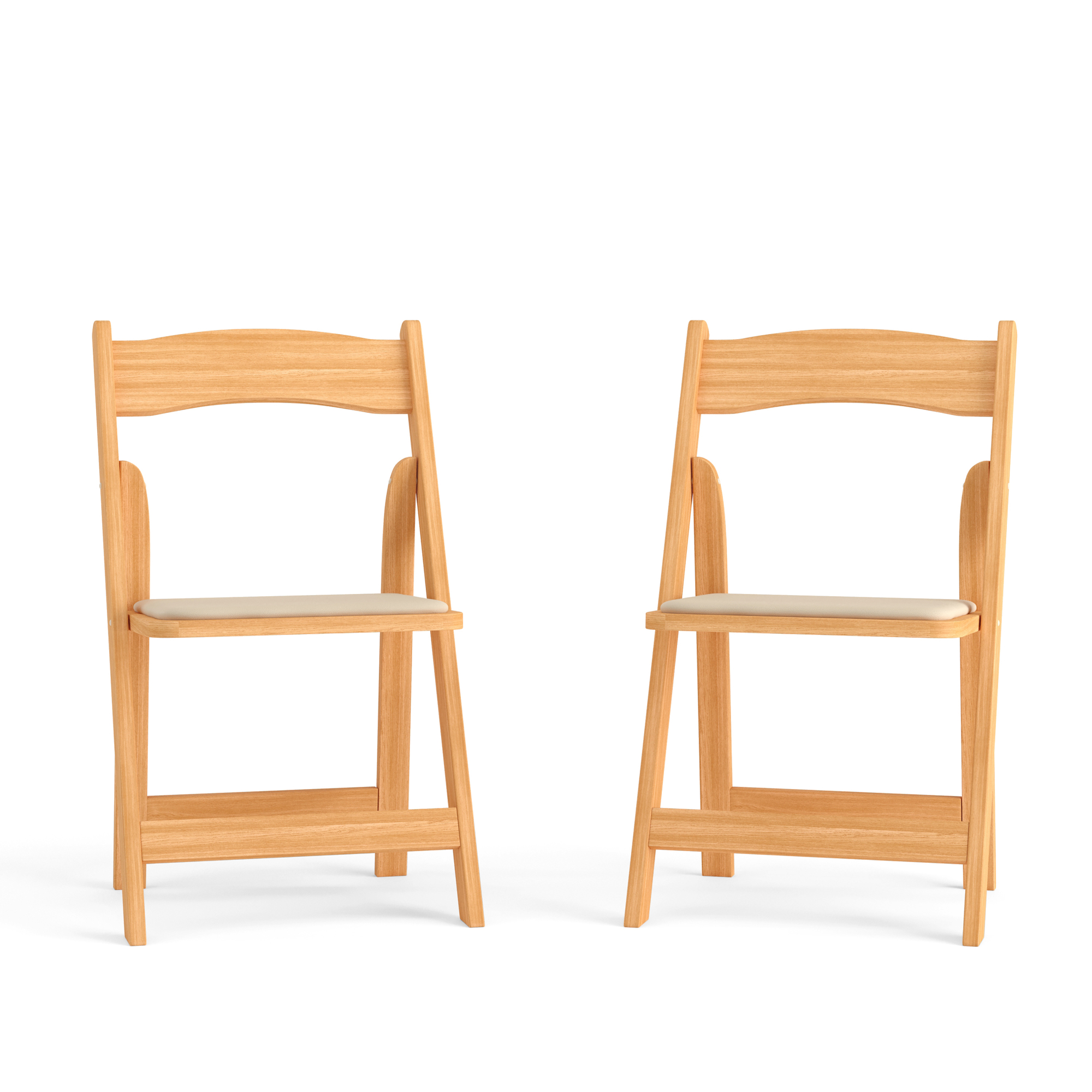 Flash Furniture, Natural Wood Folding Chair with Vinyl Padded Seat, Included (qty.) 2 Model# 2XF2903NATWOOD